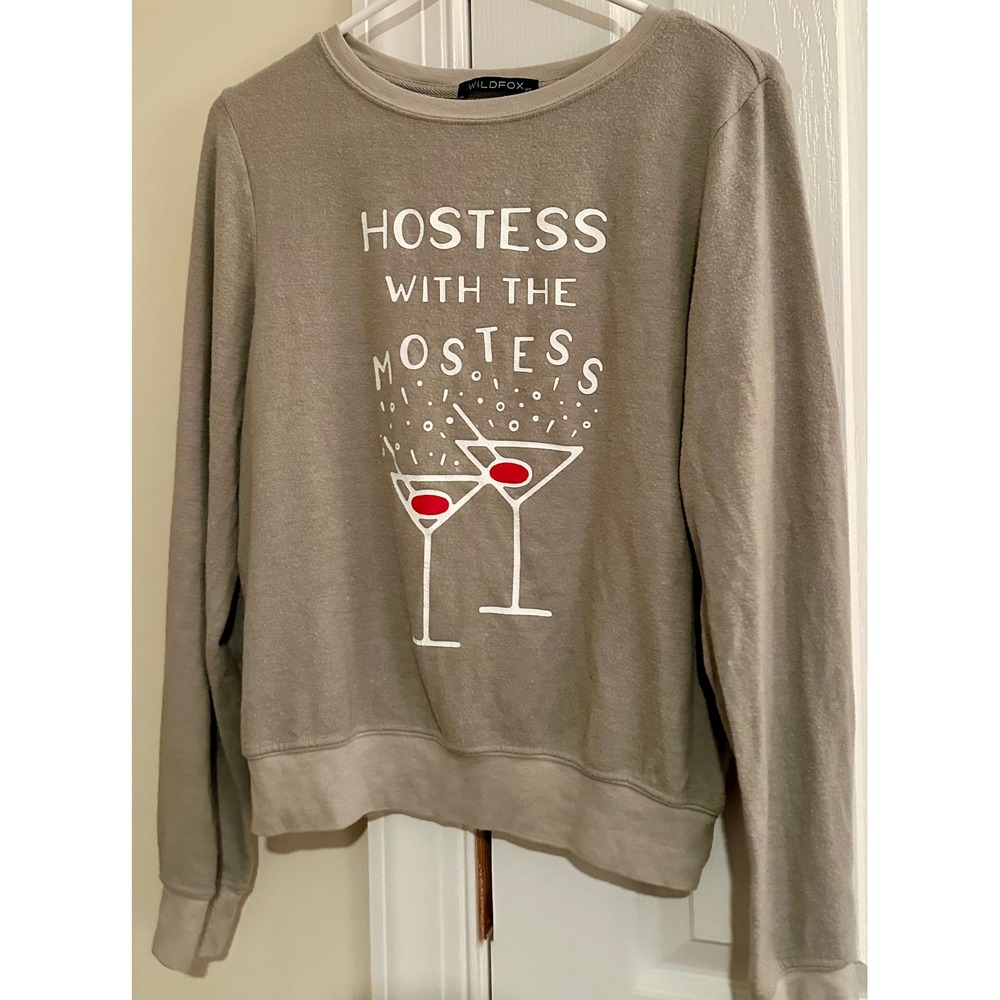 New w/out tags WILDFOX Hostess‎ with the Mostess Graphic Sweatshirt Gray Size XS
